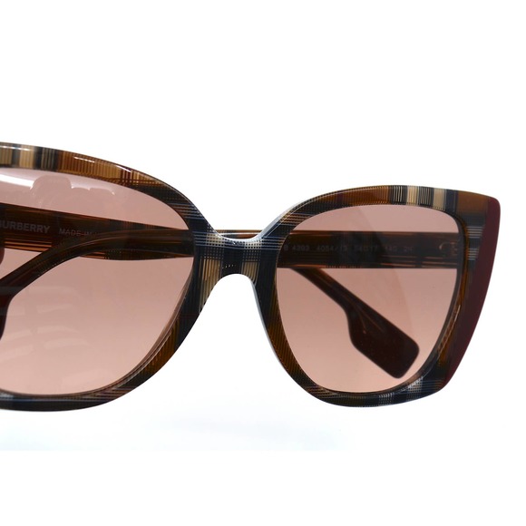 BURBERRY MERYL BE4393 CHECK BROWN BORDEAUX PINK GRADIENT SUNGLASSES - Picture 9 of 10